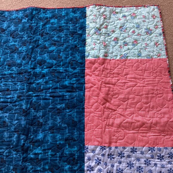 Handmade Lap Quilt Throw Blanket Stars Patchwork Small Comforter Bedding - Picture 7 of 7